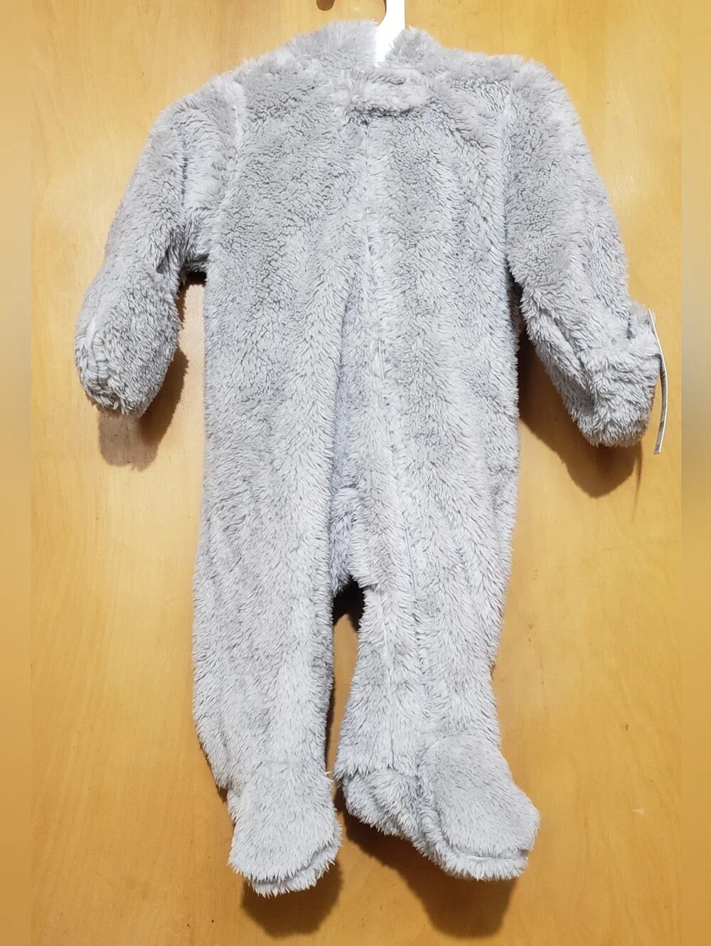 Carter's Cozy Light Gray Plush Footed One-Piece